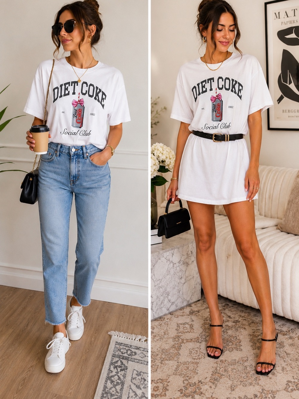Diet Coke Social Club Graphic Tee White Short Sleeve Women’s Sma